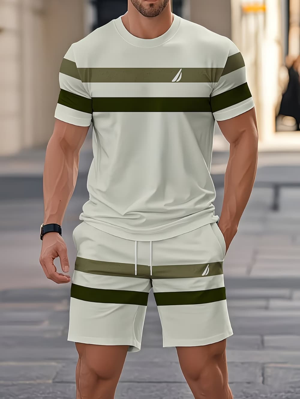 3D Printing Kpop - Men's Summer Sets Funny 3D Stripe
