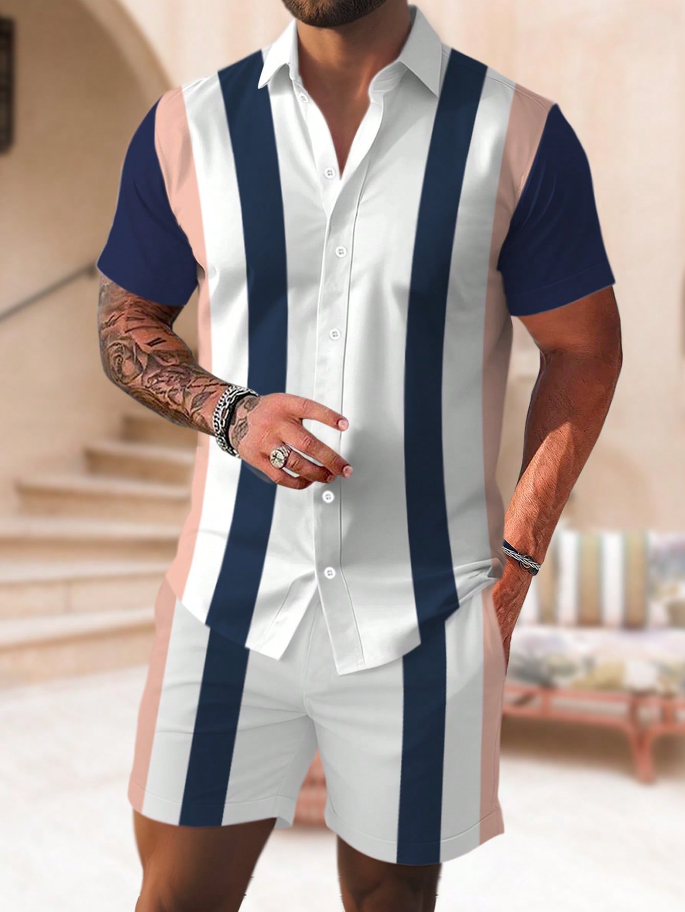 3D Printing Cancer - Summer Fashion Suit Men's Stripe 3D